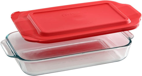 Pyrex Basics 2-qt Oblong with red cover